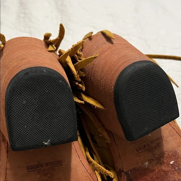 Western Ankle Boots Women Size 8.5 Tan Fringe - Picture 6 of 11